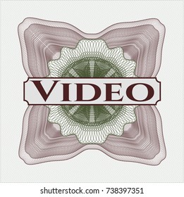 Green and Red passport rossete with text Video inside