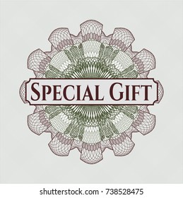 Green and Red passport rossete with text Special Gift inside