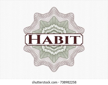 Green and Red passport rossete with text Habit inside