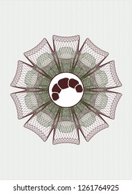 Green and Red passport style rosette with croissant icon inside
