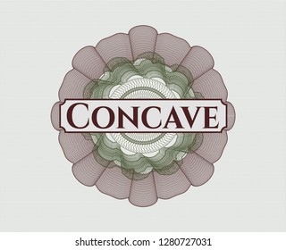 Green and Red passport style rosette with text Concave inside