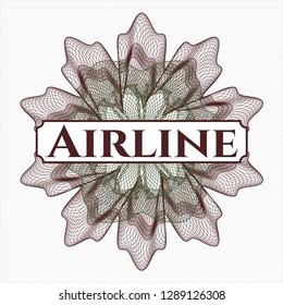 Green and Red passport style rosette with text Airline inside
