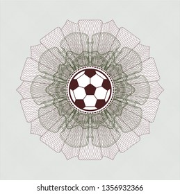 Green and Red passport style rosette with football ball icon inside