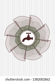 Green and Red passport style rosette with tap icon inside