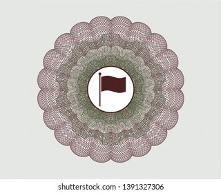 Green and Red passport style rosette with flag icon inside