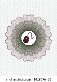 Green and Red passport style rosette with mouse icon inside
