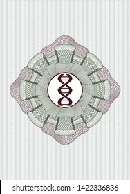Green and Red passport style rosette with dna icon inside