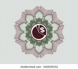 Green and Red passport style rosette with chart icon inside
