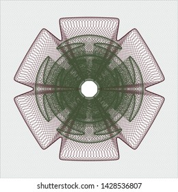 Green and Red passport style rosette. Vector Illustration. Detailed.