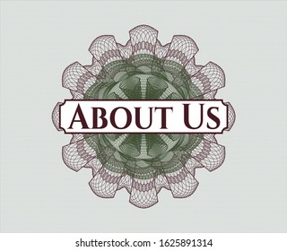 Green And Red Passport Style Rosette With Text About Us Inside