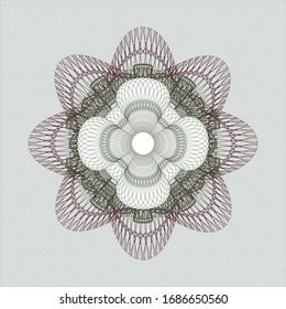 Rosette estilo pasaporte verde y rojo. Ilustración vectorial. Detallado.