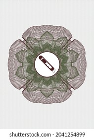 Rosette estilo pasaporte verde y rojo. con el icono de recorte dentro