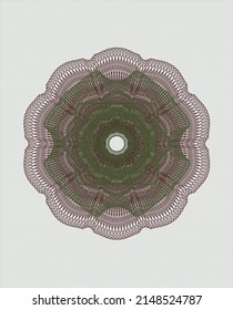 Rosette estilo pasaporte verde y rojo. Ilustración vectorial. Detallado. 