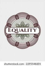 Green and Red passport style rosette with text Equality inside