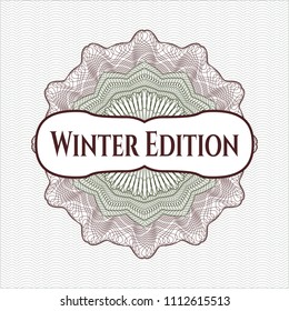  Green and Red passport style rossete with text Winter Edition inside