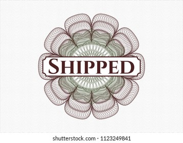 Green and Red passport style rossete with text Shipped inside