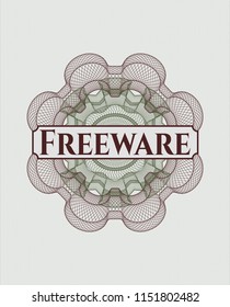 Green and Red passport style rossete with text Freeware inside
