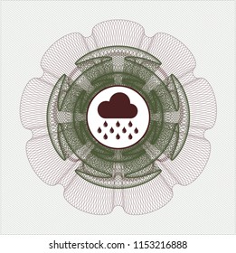 Green and Red passport style rossete with rain icon inside - Powered by Shutterstock - Get 15% off with code: PIKWIZARD15