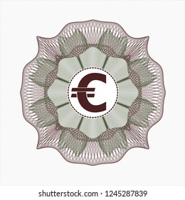 Green and Red passport style rossete with euro icon inside