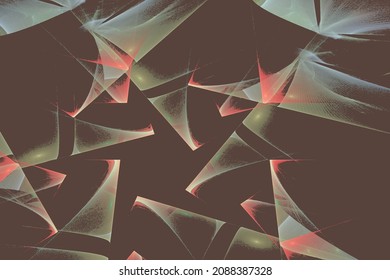 Grünes rotes Muster mit gebogenen Formen auf schwarzem Hintergrund. Abstraktes Vektorbild.