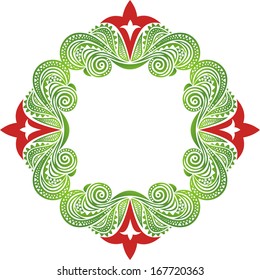 Green red pattern frame nature design element vector illustration