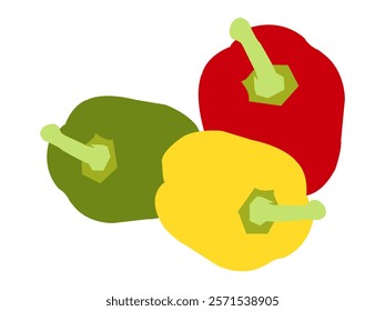 green and red peppers on a white background