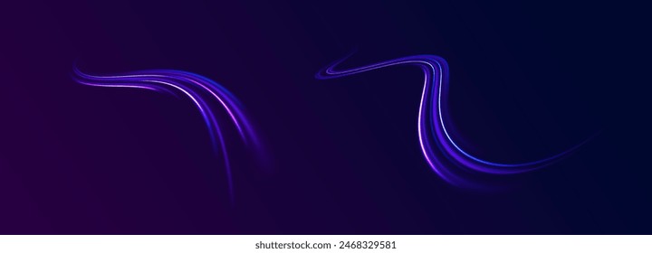Green, red, pink and blue light or fire of rocket, comet, magic weapon rays isolated on transparent background, Realistic 3d vector set. Abstract fire flare trace lens flares.	