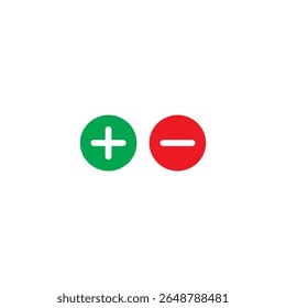 Green And Red Plus Minus Icon silhouette vector flat illustration design.
