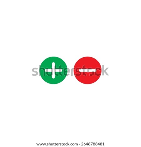 Green And Red Plus Minus Icon silhouette vector flat illustration design.