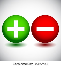 Green and Red Plus and Minus Icons, Buttons