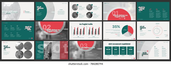 Green red presentation templates elements on a white background. Vector infographics. Use in Presentation, flyer and leaflet, corporate report, marketing, advertising, annual report, banner.