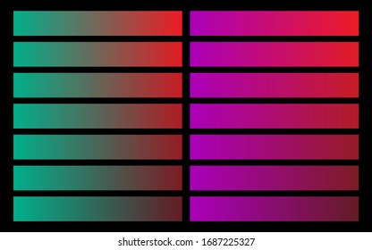 Green, red and purple gradient harmony color pallete. Modern pallete. An example of a color palette. Forecast of the future color trend. Neutral color. Vector graphics. Eps 10.