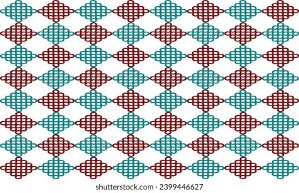 green and red ring diamond checkerboard, chessboard seamless Repeat seamless pattern design for fabric printing or background 