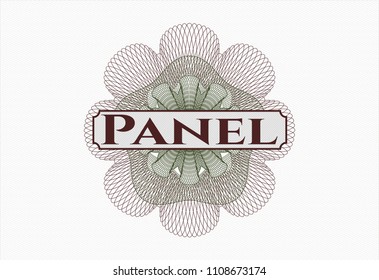 Green and Red rosette. Linear Illustration with text Panel inside