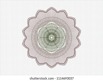 Green and Red rosette. Linear Illustration.