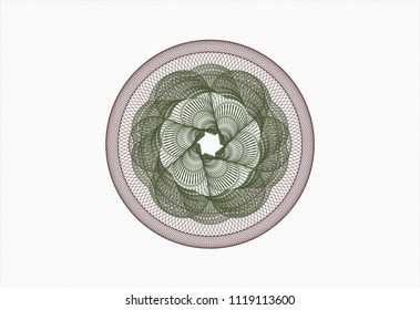 Green and Red rosette. Linear Illustration.