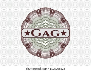 Green and Red rosette. Linear Illustration with text Gag inside