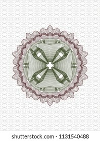 Green and Red rosette. Linear Illustration.