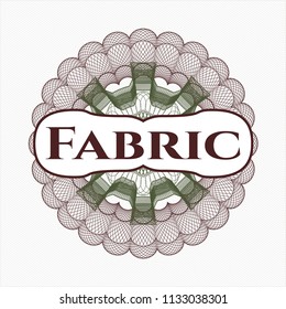 Green and Red rosette. Linear Illustration with text Fabric inside