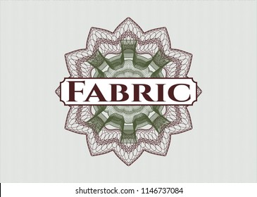 Green and Red rosette. Linear Illustration with text Fabric inside Green and Red rosette. Linear Illustration with text Fabric inside