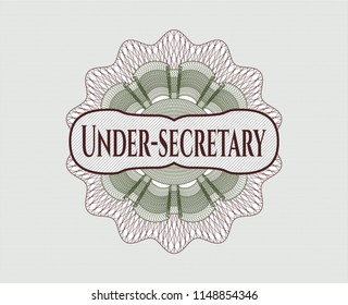 Green and Red rosette. Linear Illustration with text Under-secretary inside