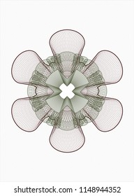Green and Red rosette. Linear Illustration.