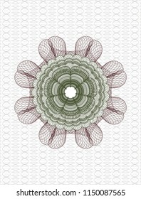 Green and Red rosette. Linear Illustration.