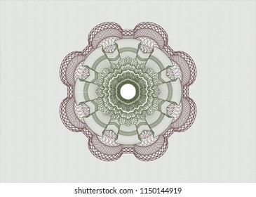 Green and Red rosette. Linear Illustration.