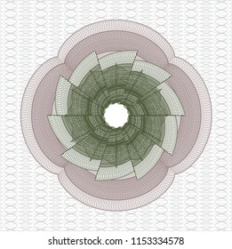 Green and Red rosette. Linear Illustration.