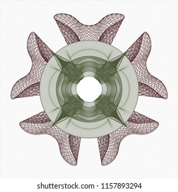 Green and Red rosette. Linear Illustration.