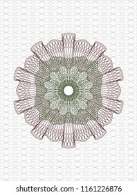 Green and Red rosette. Linear Illustration.