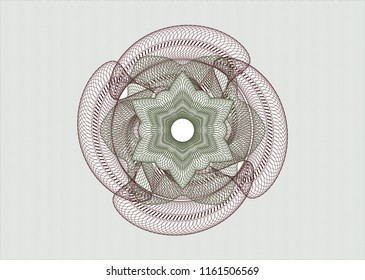 Green and Red rosette. Linear Illustration.