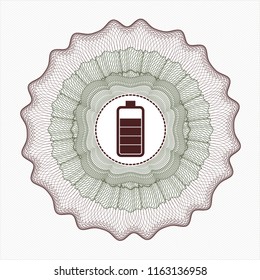 Green and Red rosette. Linear Illustration with battery icon inside