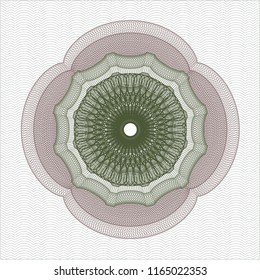 Green and Red rosette. Linear Illustration.